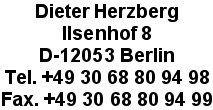 Dieter Herzberg Anschrift